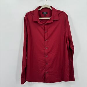 Express Performance Mens XL Button Down Red Dress Shirt Extra Slim Wicking